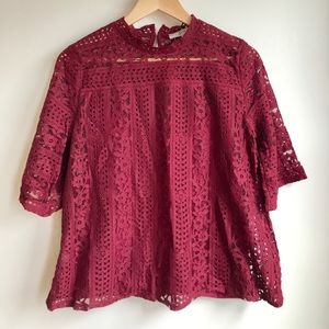 Loft burgundy lace top and matching camisole